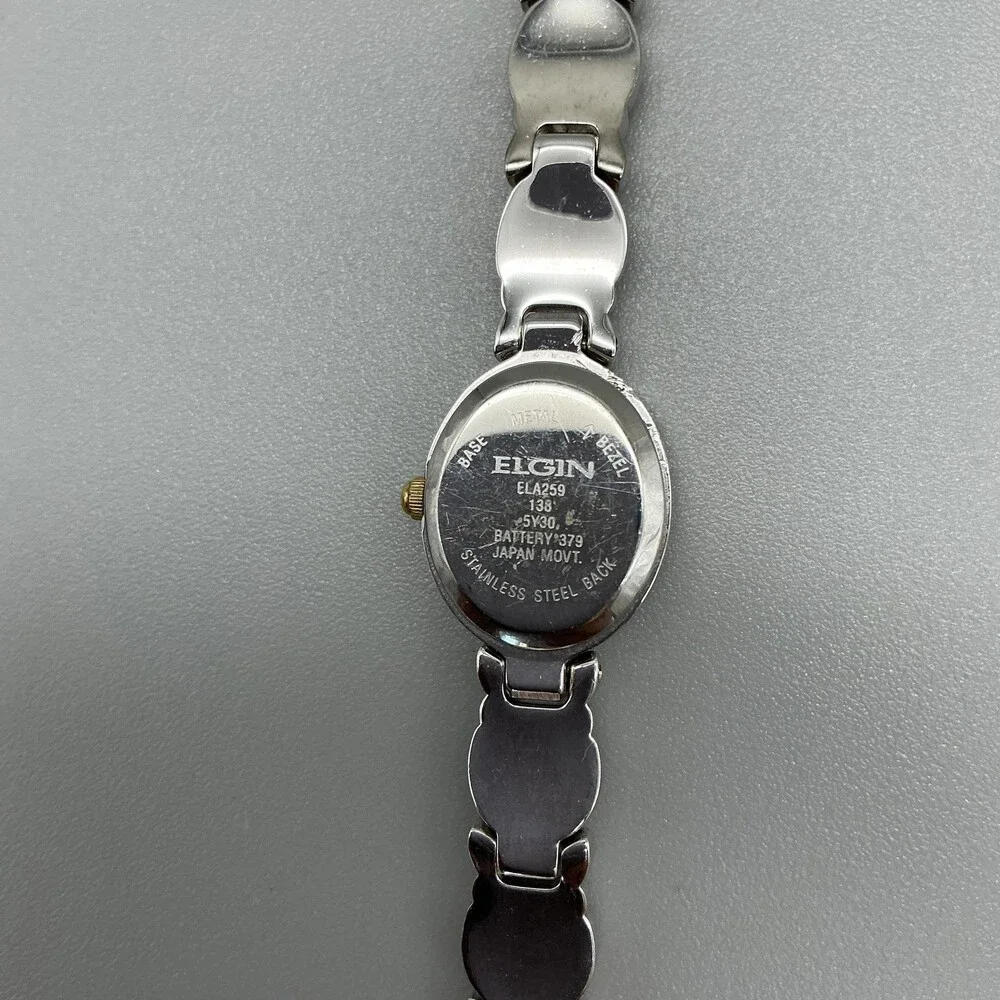 Elgin ELA259 Womens Watch 16mm Champagne Dial Silver Tone New Battery 7